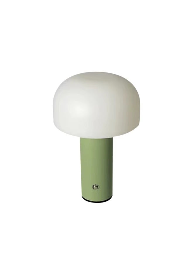 Portable cordless table lamp in a modern green design, 5200mAh battery lasting 24-49 hours, touch control for 3 color temperatures (warm 3000K, natural 4500K, white 6000K) and dimming, ideal for the kitchen, bedroom, camping or as a gift. - Image 1